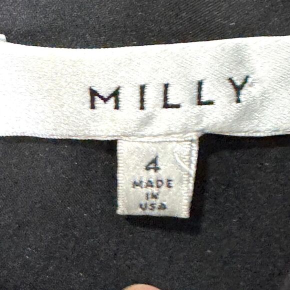 MILLY Top Size 4 Lauren Black White Check Print Silk Sleeveless Lined Tie Waist - Picture 3 of 9